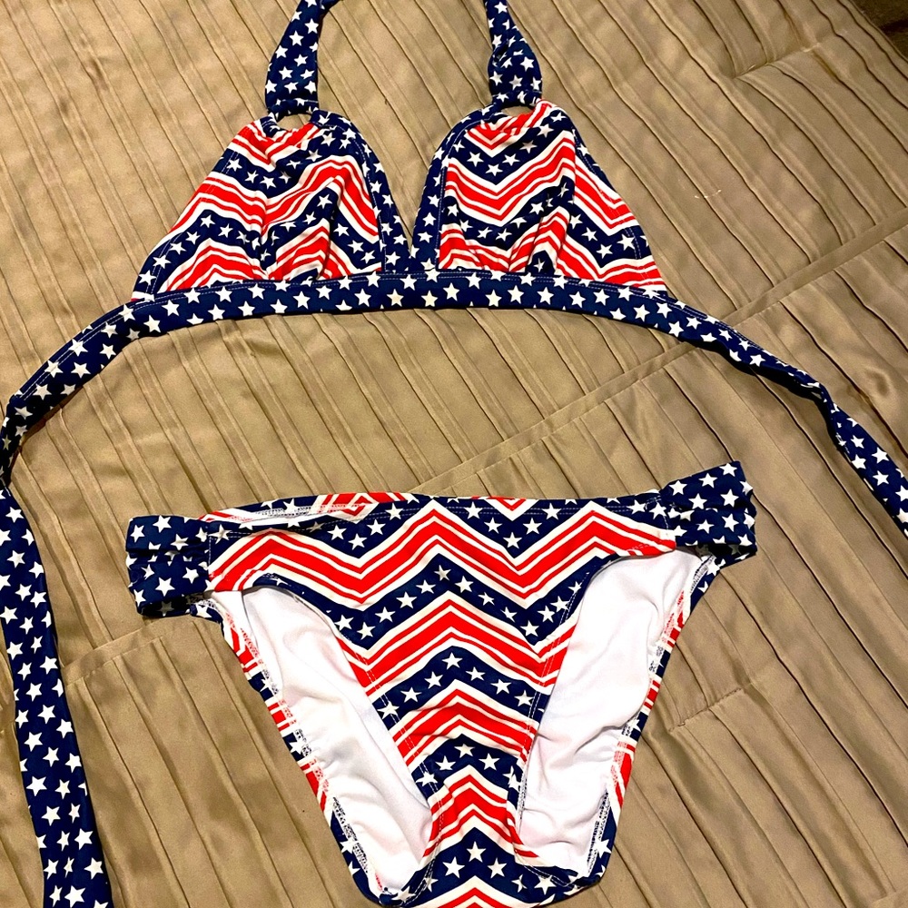 Stars & Stripes two-piece swimsuit in size medium